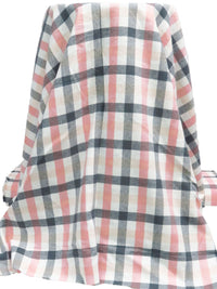 White/Pale Peach/Anchor Gray/Pale Salmon 100% Cotton Plaid Weave Yarn-Dyed Flannel Shirting 54W