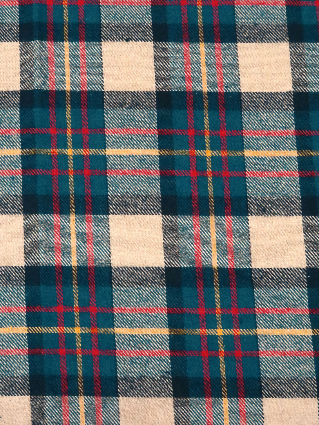 Dark Teal/Dark Red/Tan/Multi 100% Cotton Plaid Weave Yarn-Dyed Flannel Shirting 58W