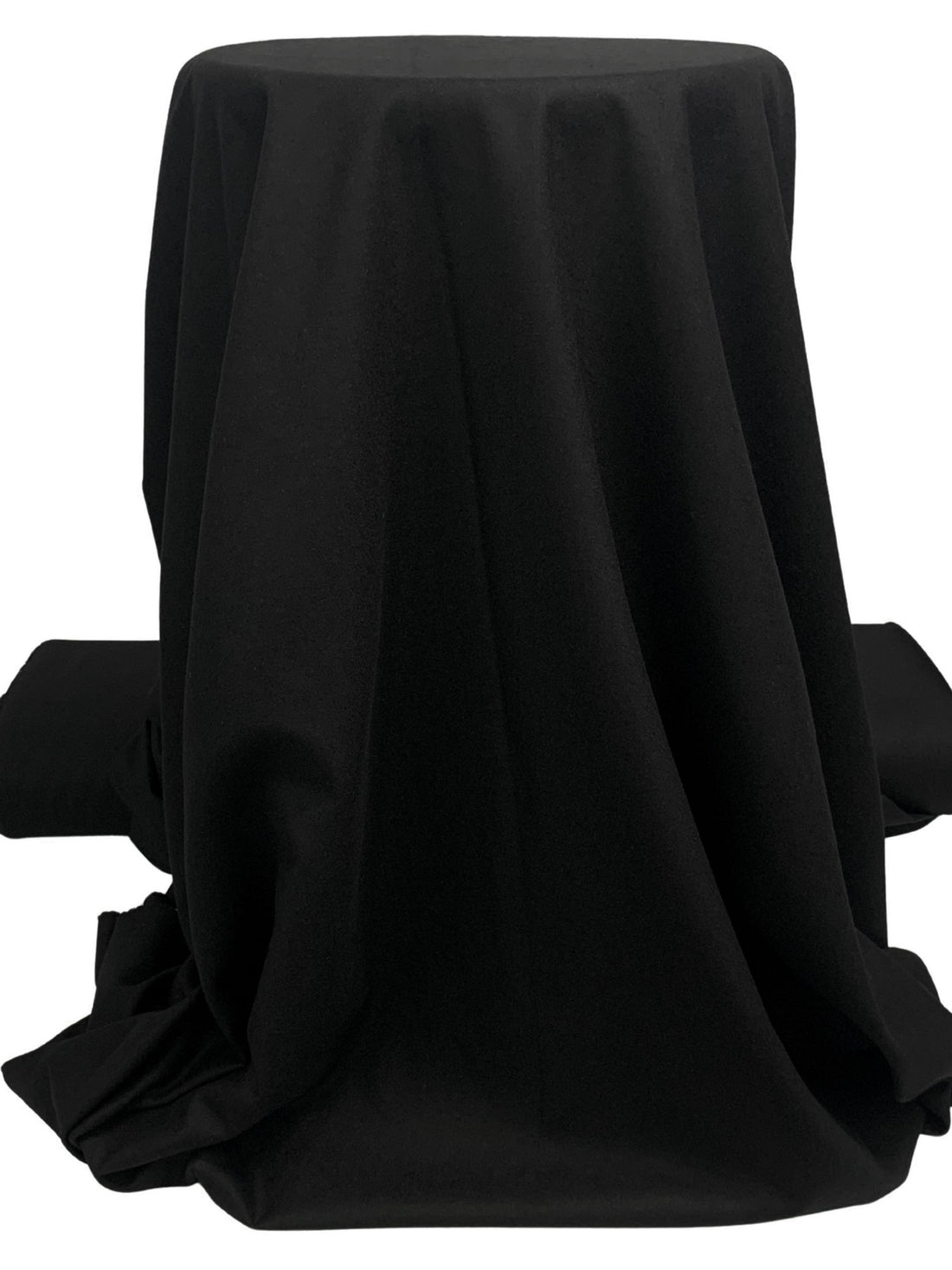 Black Polyester/Wool Flannel Suiting 58W