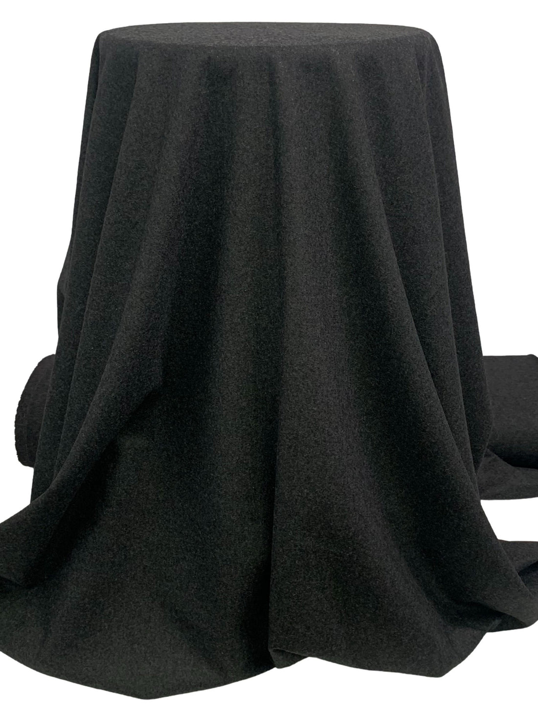 Dark Charcoal Polyester/Wool Heathered Flannel Suiting 58W