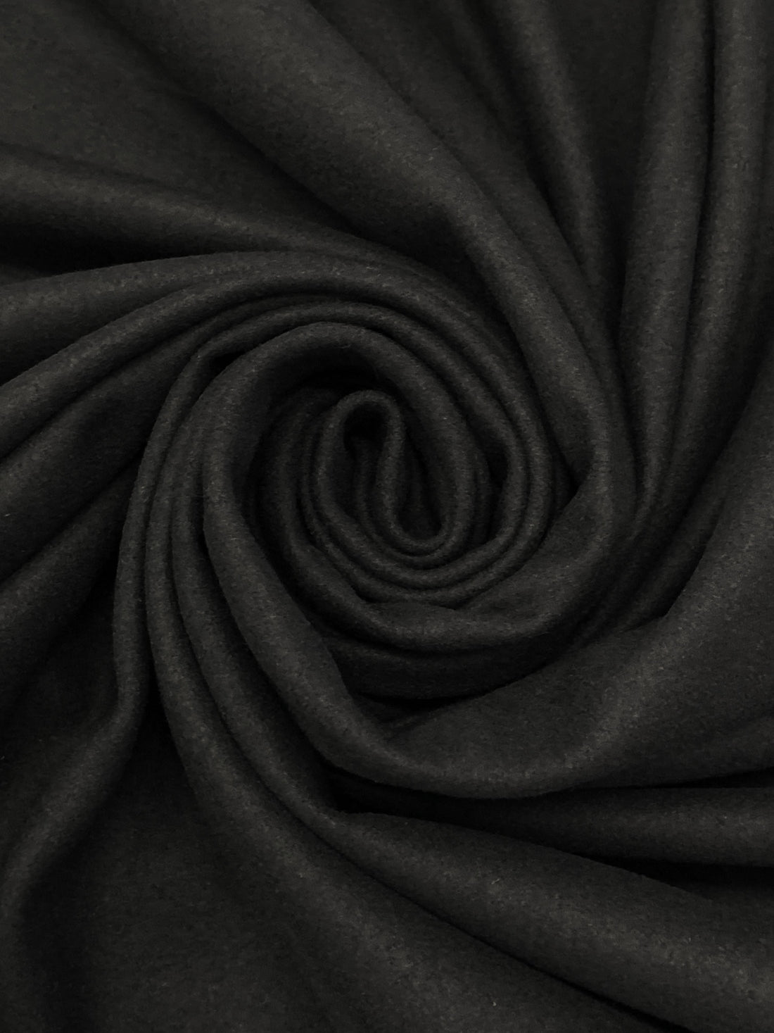 Black Polyester/Wool Melton Coating 58W