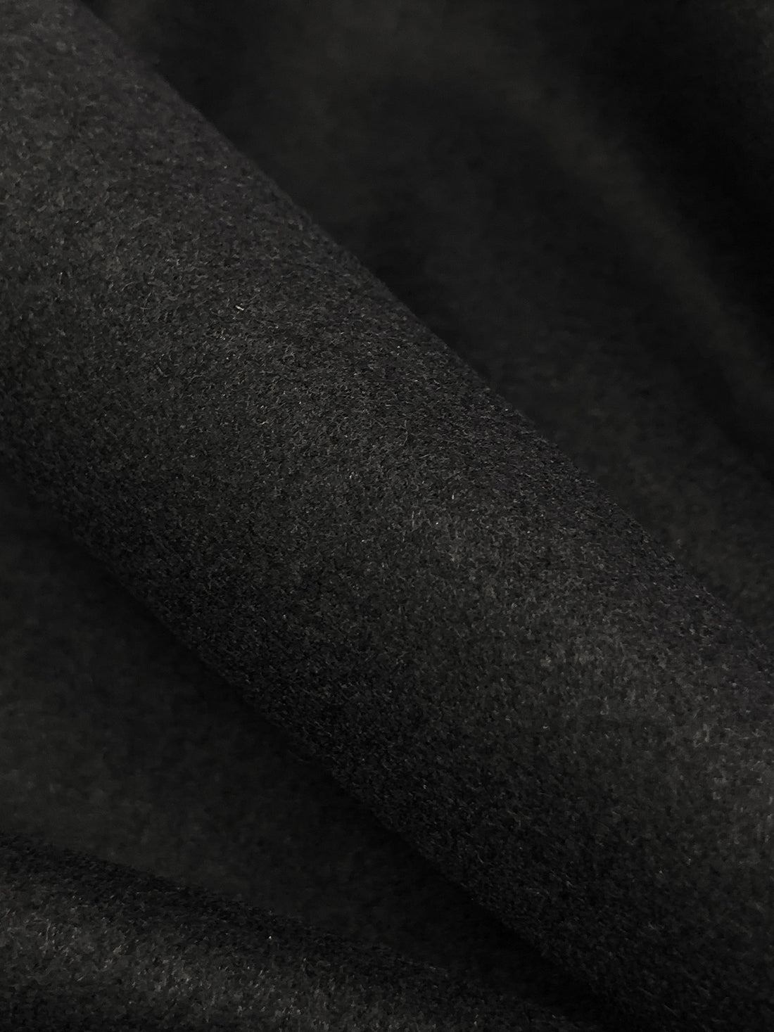 Black Polyester/Wool Melton Coating 58W