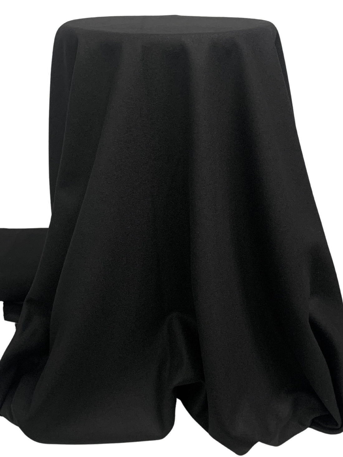 Black Polyester/Wool Melton Coating 58W