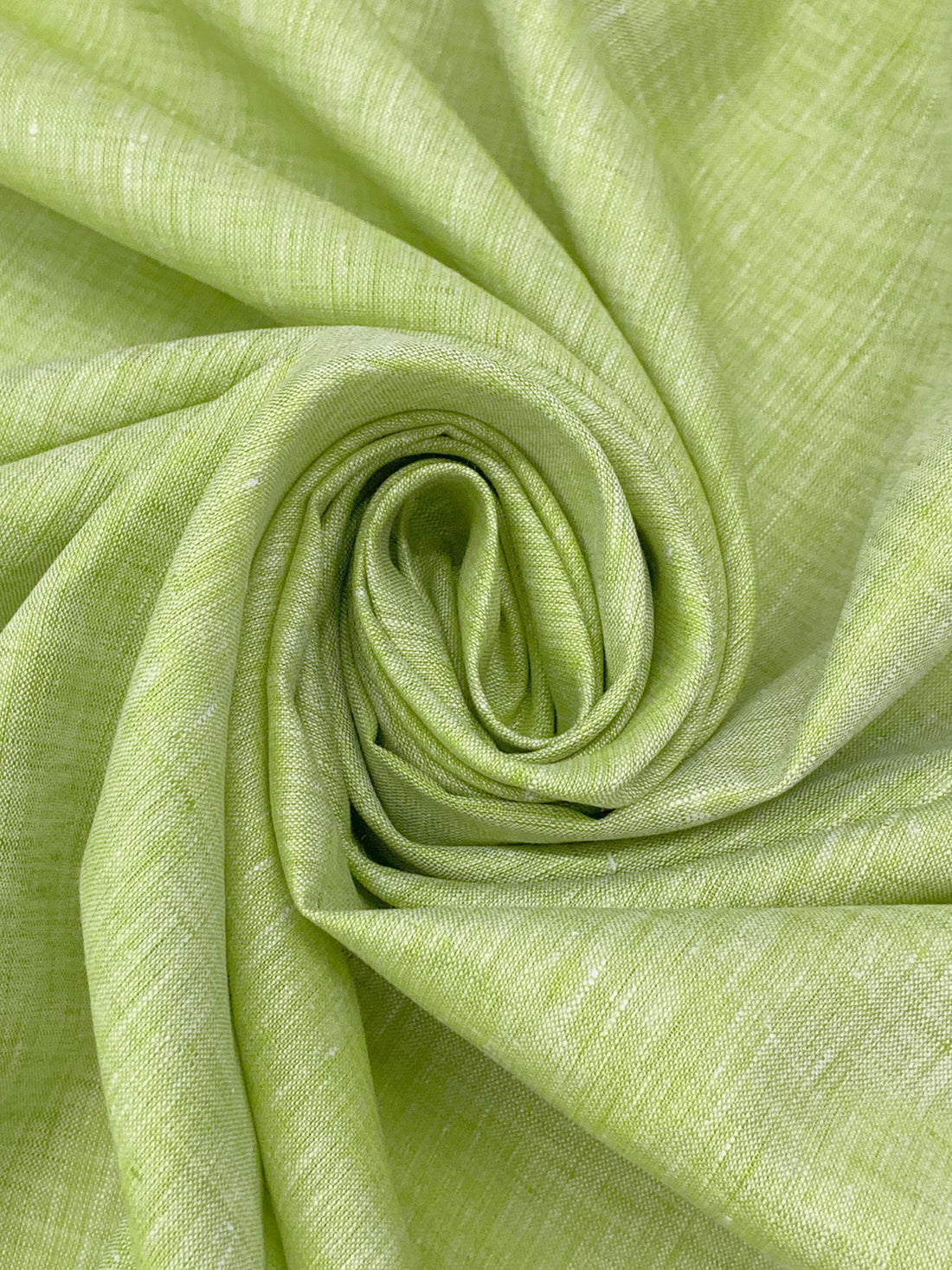 Soft Lime/White 100% Linen Light-Weight Yarn-Dyed Chambray Linen 58W