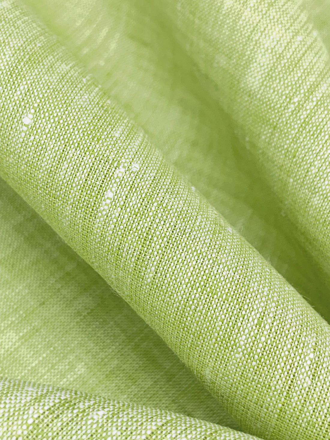 Soft Lime/White 100% Linen Light-Weight Yarn-Dyed Chambray Linen 58W