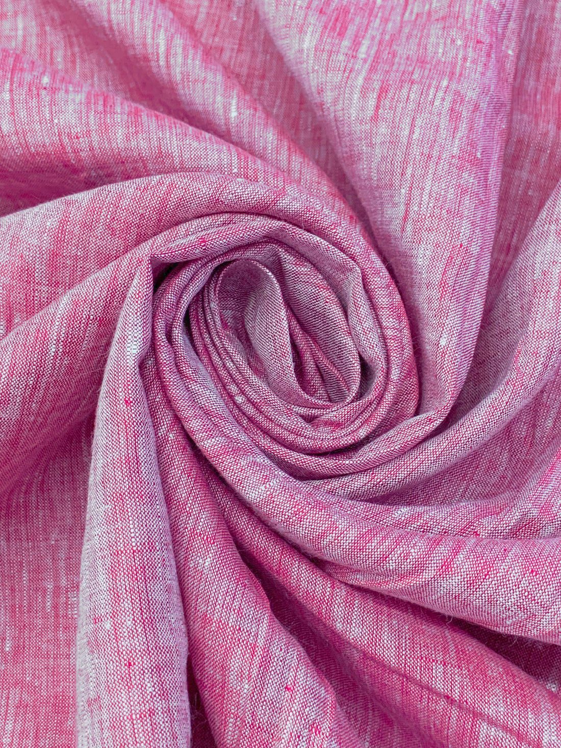 Fuchsia Rose/White 100% Linen Light-Weight Yarn-Dyed Chambray Linen 58W
