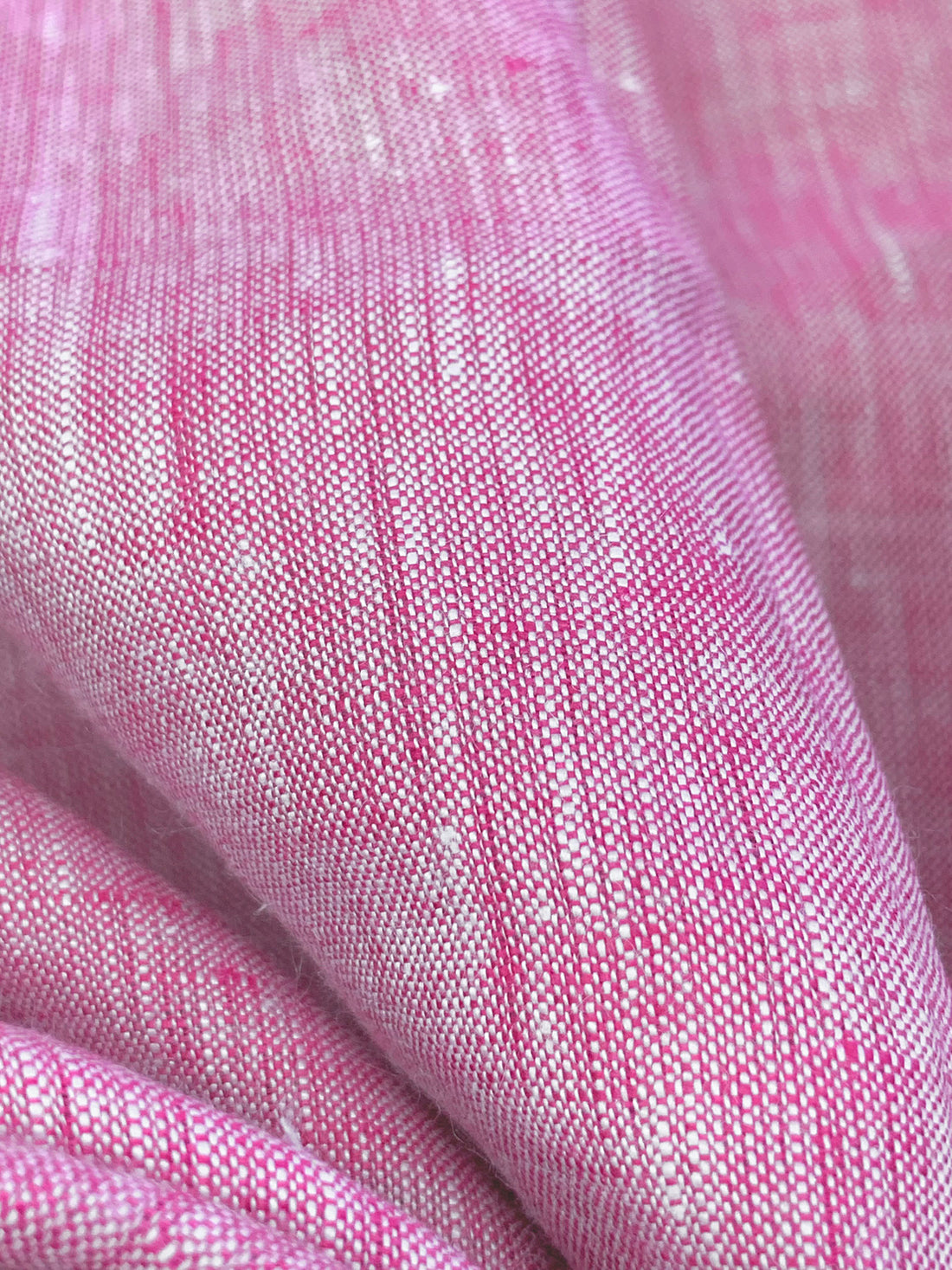 Fuchsia Rose/White 100% Linen Light-Weight Yarn-Dyed Chambray Linen 58W