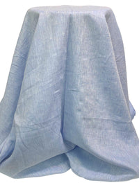 Dark Sky Blue/White 100% Linen Light-Weight Yarn-Dyed Chambray Linen 58W
