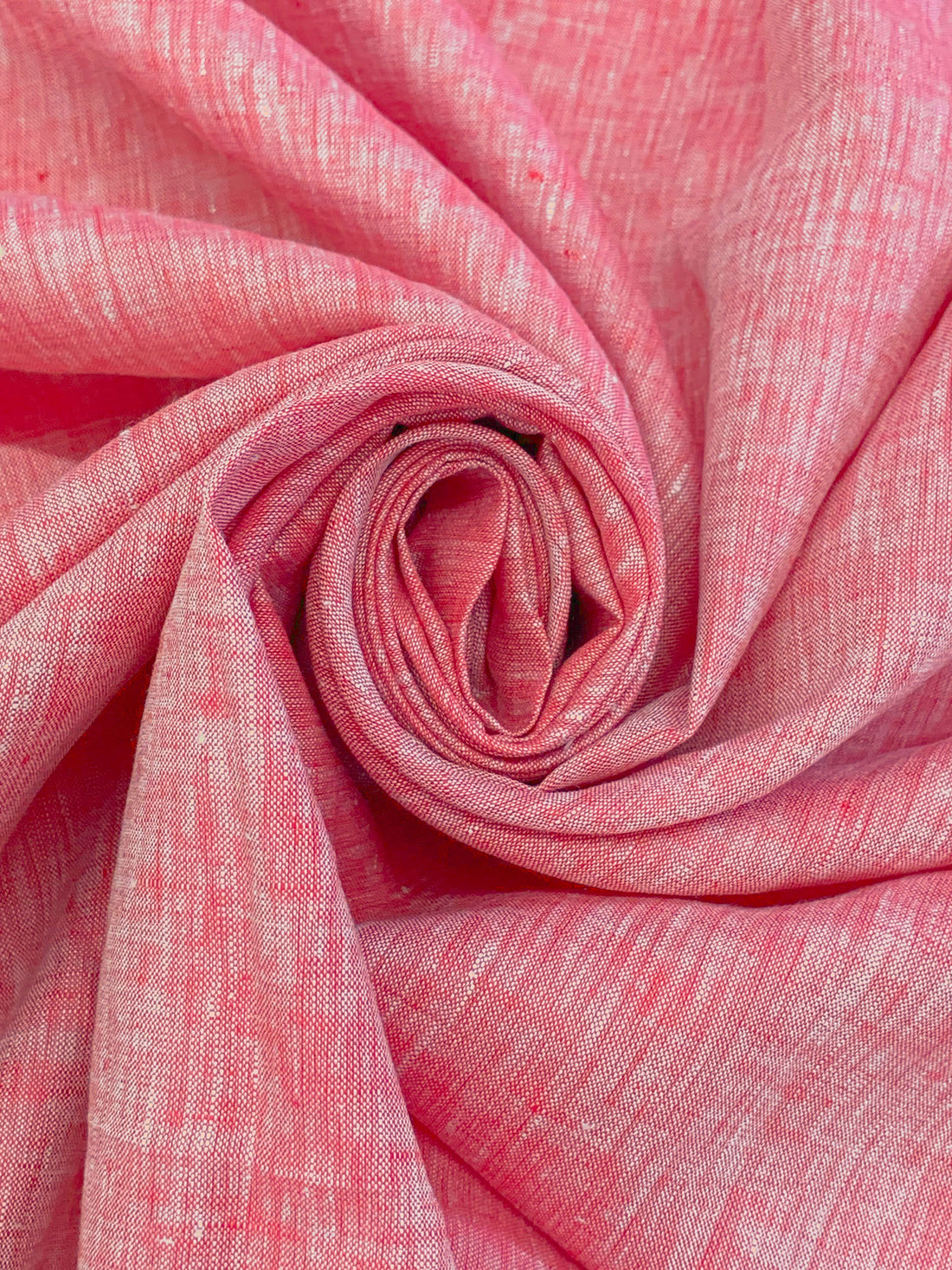 Light Carmine Pink/White 100% Linen Light-Weight Yarn-Dyed Chambray Linen 58W
