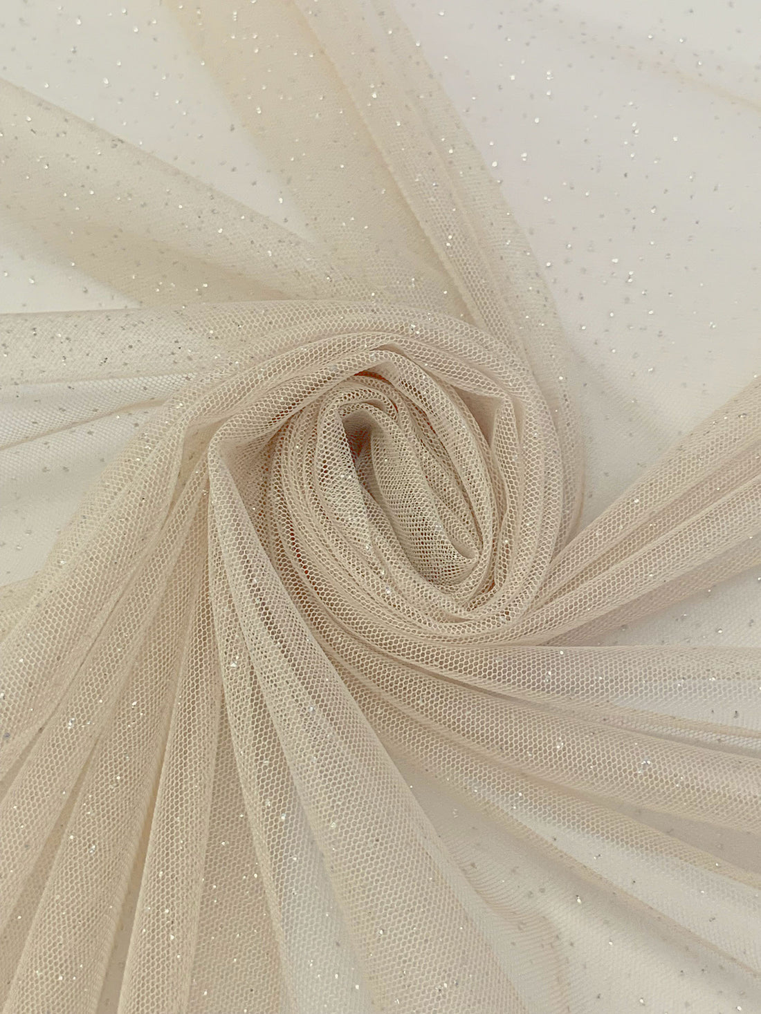Soft Taupe Tan/Silver 100% Nylon Sparkle Tulle Netting 58W