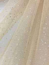 Soft Taupe Tan/Silver 100% Nylon Sparkle Tulle Netting 58W