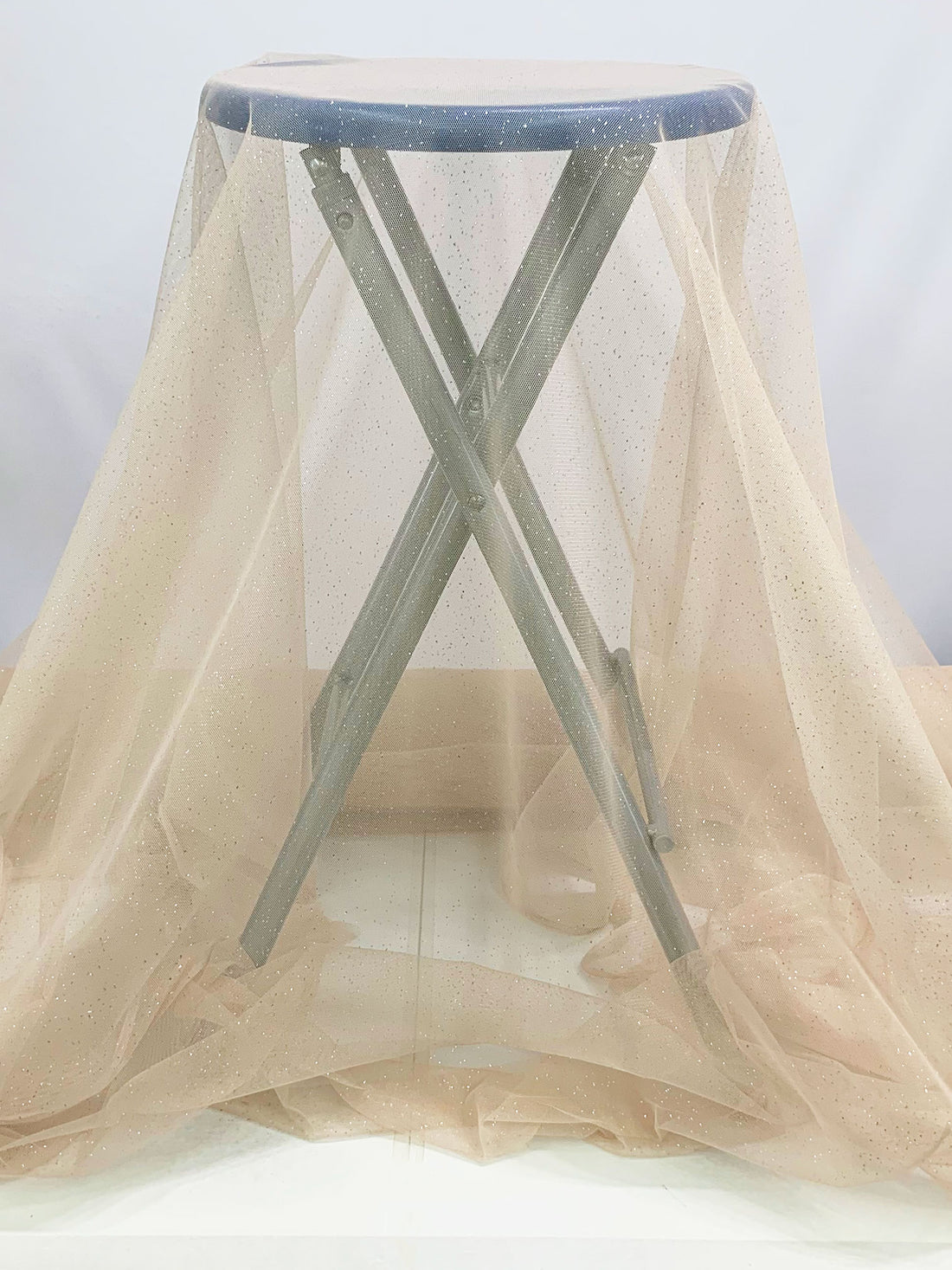 Soft Taupe Tan/Silver 100% Nylon Sparkle Tulle Netting 58W