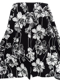 Black/White Cotton/Lycra Floral Poplin Shirting - Famous Dress Designer - 57W