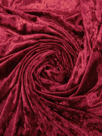 Deep Carmine Red Polyester/Lycra Crushed Stretch Velvet Knit 58W