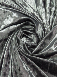 Muted Slate Gray Polyester/Lycra Crushed Stretch Velvet Knit 58W