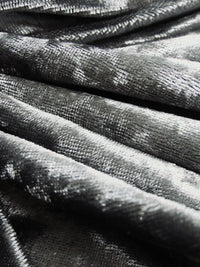 Muted Slate Gray Polyester/Lycra Crushed Stretch Velvet Knit 58W