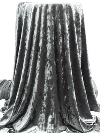 Muted Slate Gray Polyester/Lycra Crushed Stretch Velvet Knit 58W