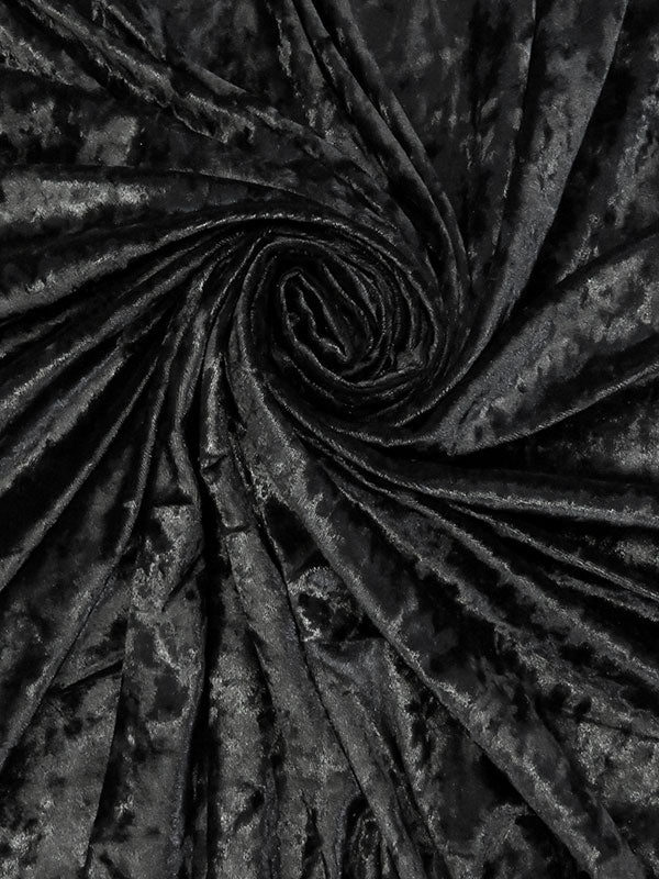 Onyx Black Polyester/Lycra Crushed Stretch Velvet Knit 58W