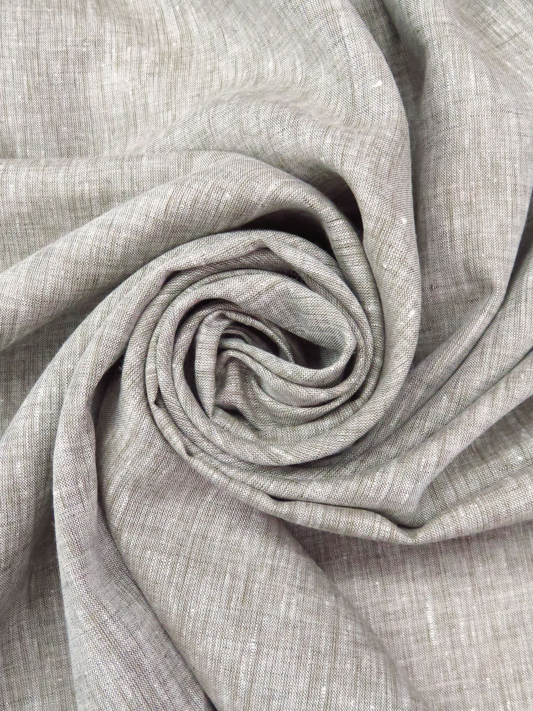 Driftwood/White 100% Linen Light-Weight Yarn-Dyed Chambray Linen 58W