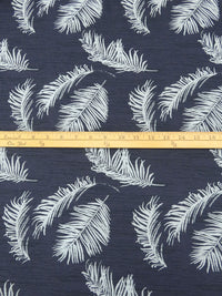 Yale Blue/Dark Hunter Green/Ice Blue 100% Cotton Leaf Print Voile 56W