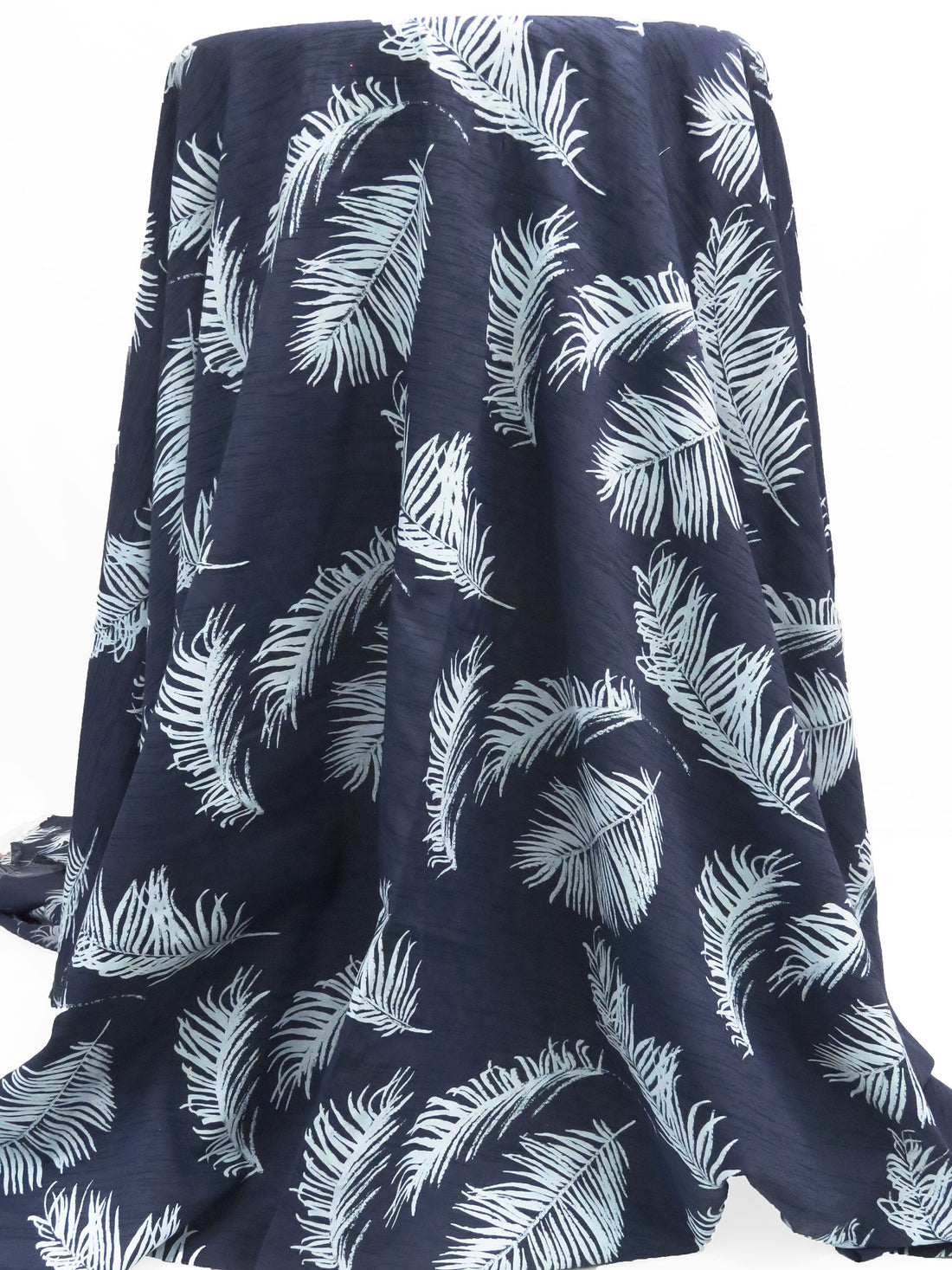 Yale Blue/Dark Hunter Green/Ice Blue 100% Cotton Leaf Print Voile 56W