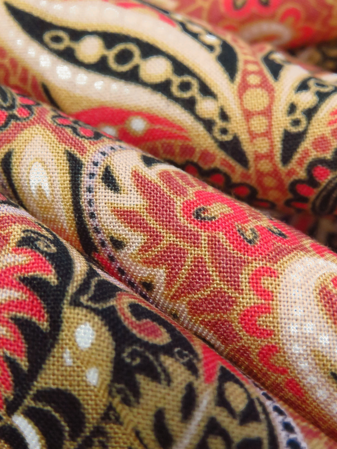 Imperial Red/Black/Pale Pink/Multi 100% Rayon Floral Scrolls Print Challis 56W