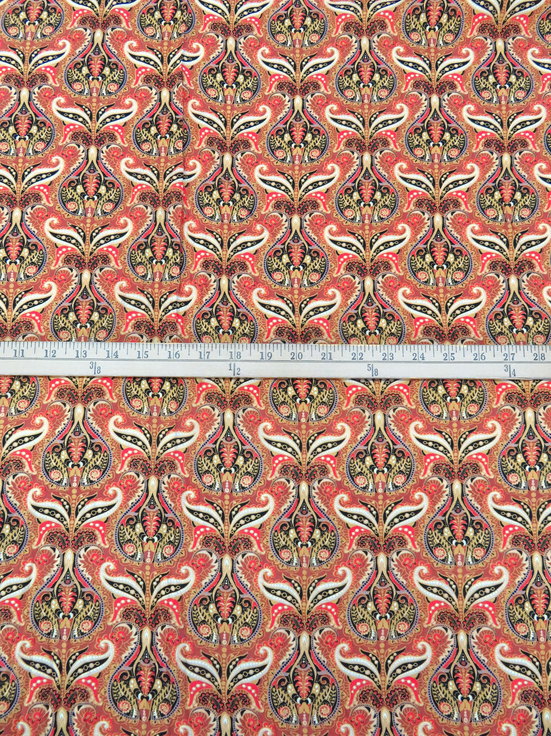 Imperial Red/Black/Pale Pink/Multi 100% Rayon Floral Scrolls Print Challis 56W