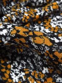 Golden Orange/Pearl White/Black 100% Rayon Micro Floral Print Gauze 54W