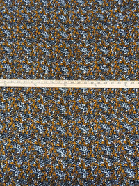 Golden Orange/Pearl White/Black 100% Rayon Micro Floral Print Gauze 54W