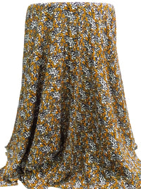 Golden Orange/Pearl White/Black 100% Rayon Micro Floral Print Gauze 54W