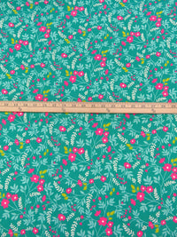 Aqua Green/Light Blue/French Rose/Multi 100% Cotton Floral Print Poplin Shirting 58W