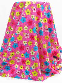 Magenta Pink/Rich Electric Blue/White/Bitter Lemon 100% Cotton Floral Dot Print Poplin Shirting 58W