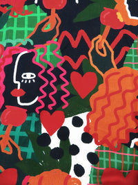 Forest Green/Imperial Red/Off-White/Multi Linen/Rayon Abstract Print Shirt Weight Woven 55W