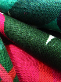 Forest Green/Imperial Red/Off-White/Multi Linen/Rayon Abstract Print Shirt Weight Woven 55W