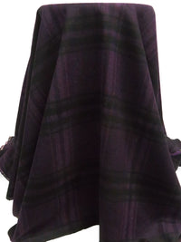 Dark Royal Purple/Black Wool/Polyester Plaid Heavy Flannel Suiting 60W