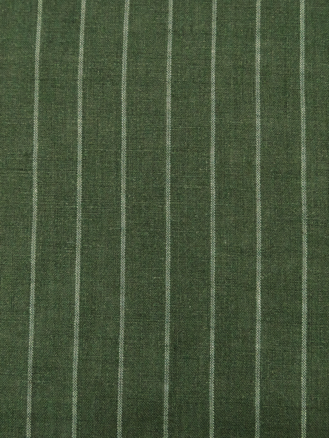 Deep Moss Green/Lamb's Ear Green 100% Linen Vertical Stripe Shirt Weight Woven 60W