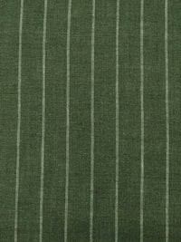 Deep Moss Green/Lamb's Ear Green 100% Linen Vertical Stripe Shirt Weight Woven 60W