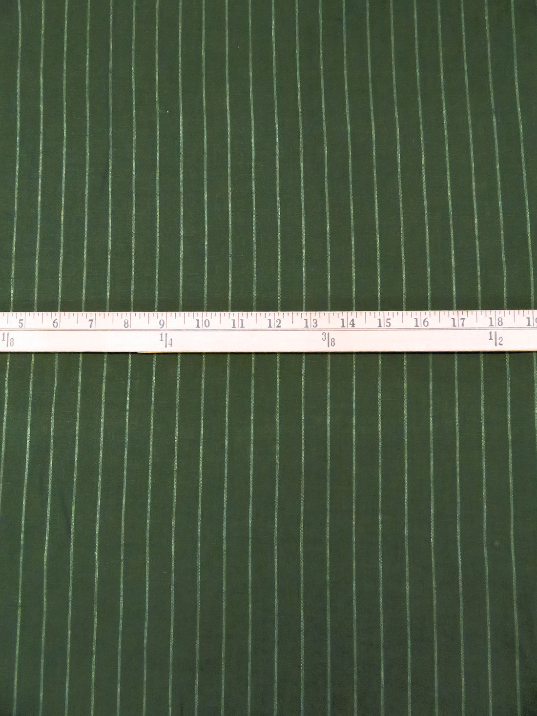 Deep Moss Green/Lamb's Ear Green 100% Linen Vertical Stripe Shirt Weight Woven 60W