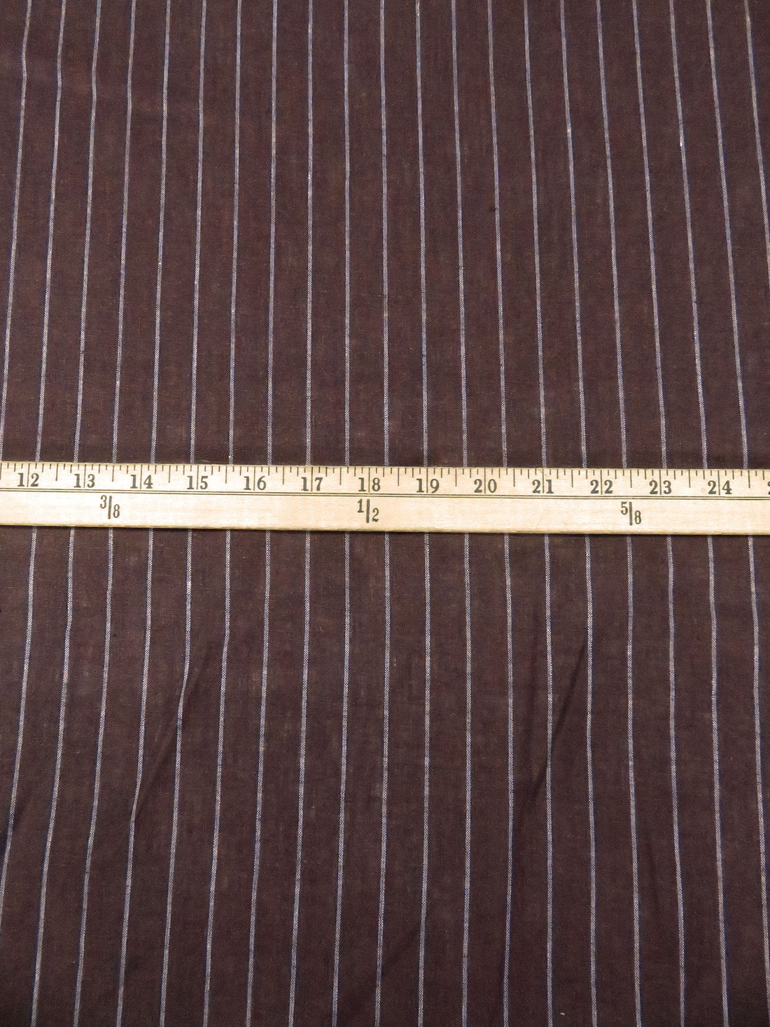 Muted Garnet/Soft Lilac 100% Linen Vertical Stripe Shirt Weight Woven 60W