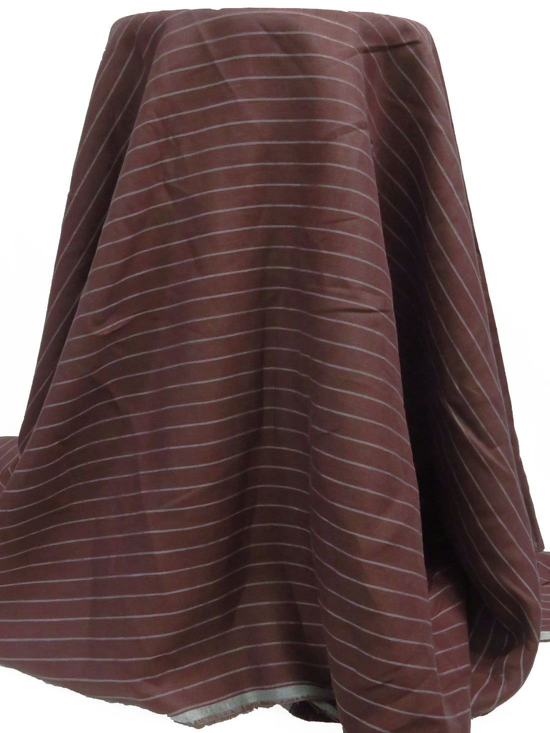 Muted Garnet/Soft Lilac 100% Linen Vertical Stripe Shirt Weight Woven 60W