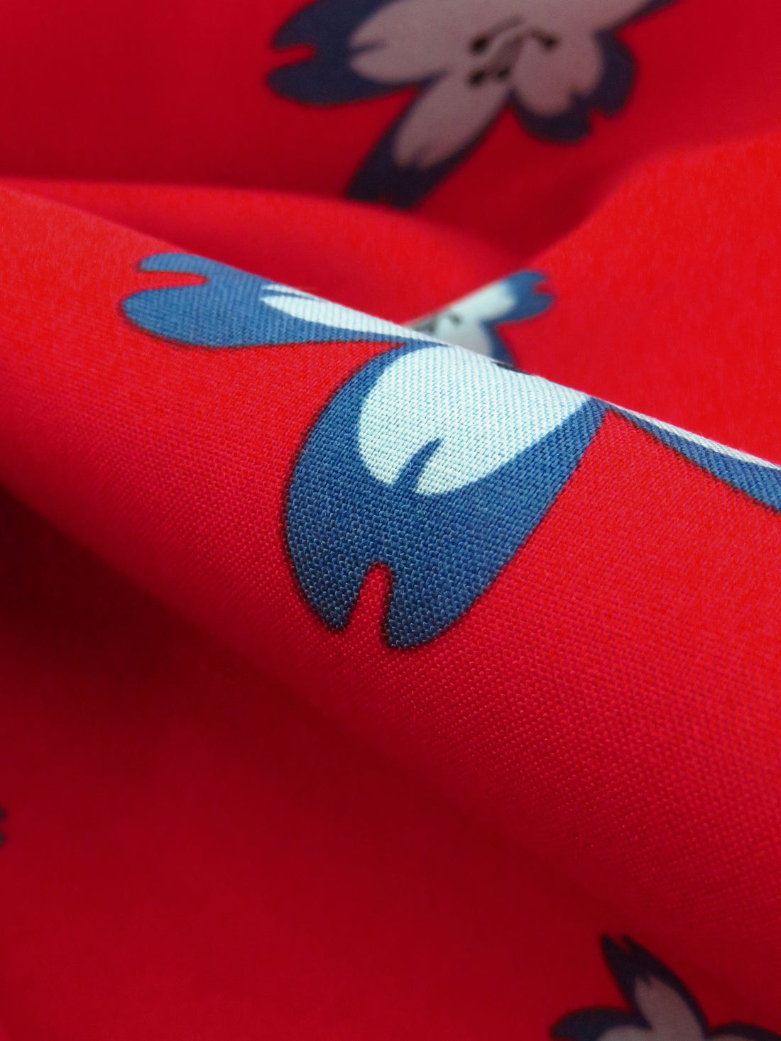 Cherry Red/Powder Blue/Azure Blue/Navy 100% Cotton Cherry Blossom Print Poplin Shirting 60W