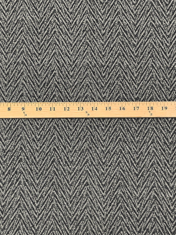 Muted Black/Stone Wool/Polyester Chevron-Look Weave Heavy Suiting/Coating 58W