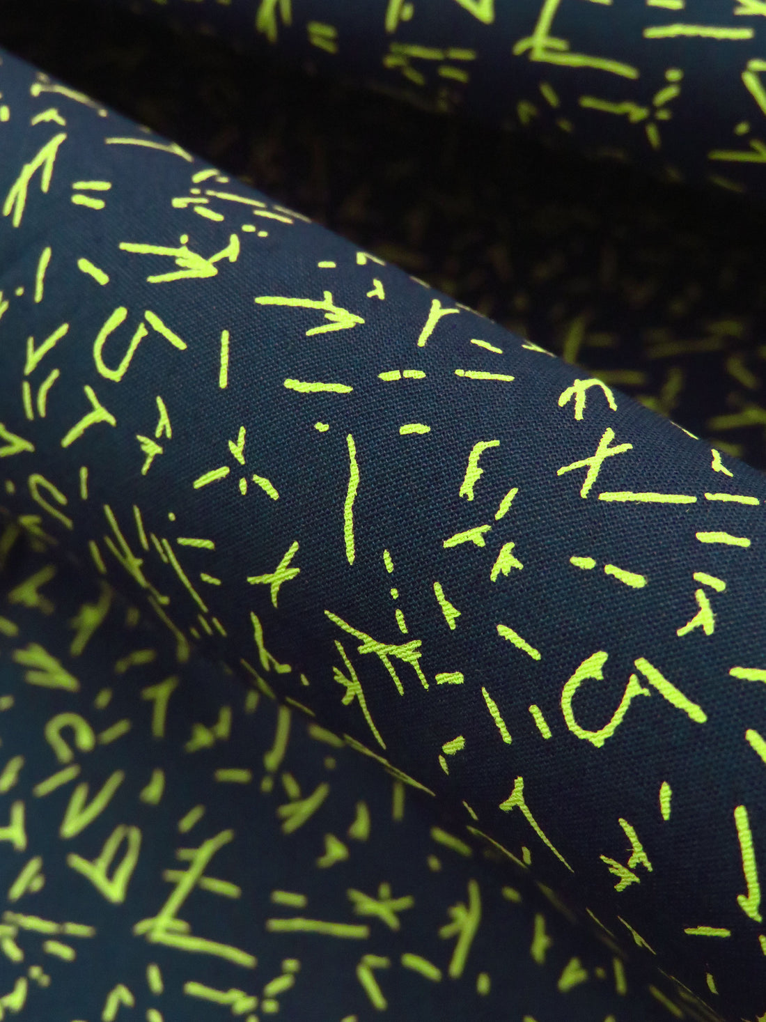 Navy/Light Green 100% Cotton Mini Abstract Etches Print Poplin Shirting 56W