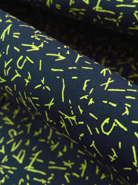 Navy/Light Green 100% Cotton Mini Abstract Etches Print Poplin Shirting 56W