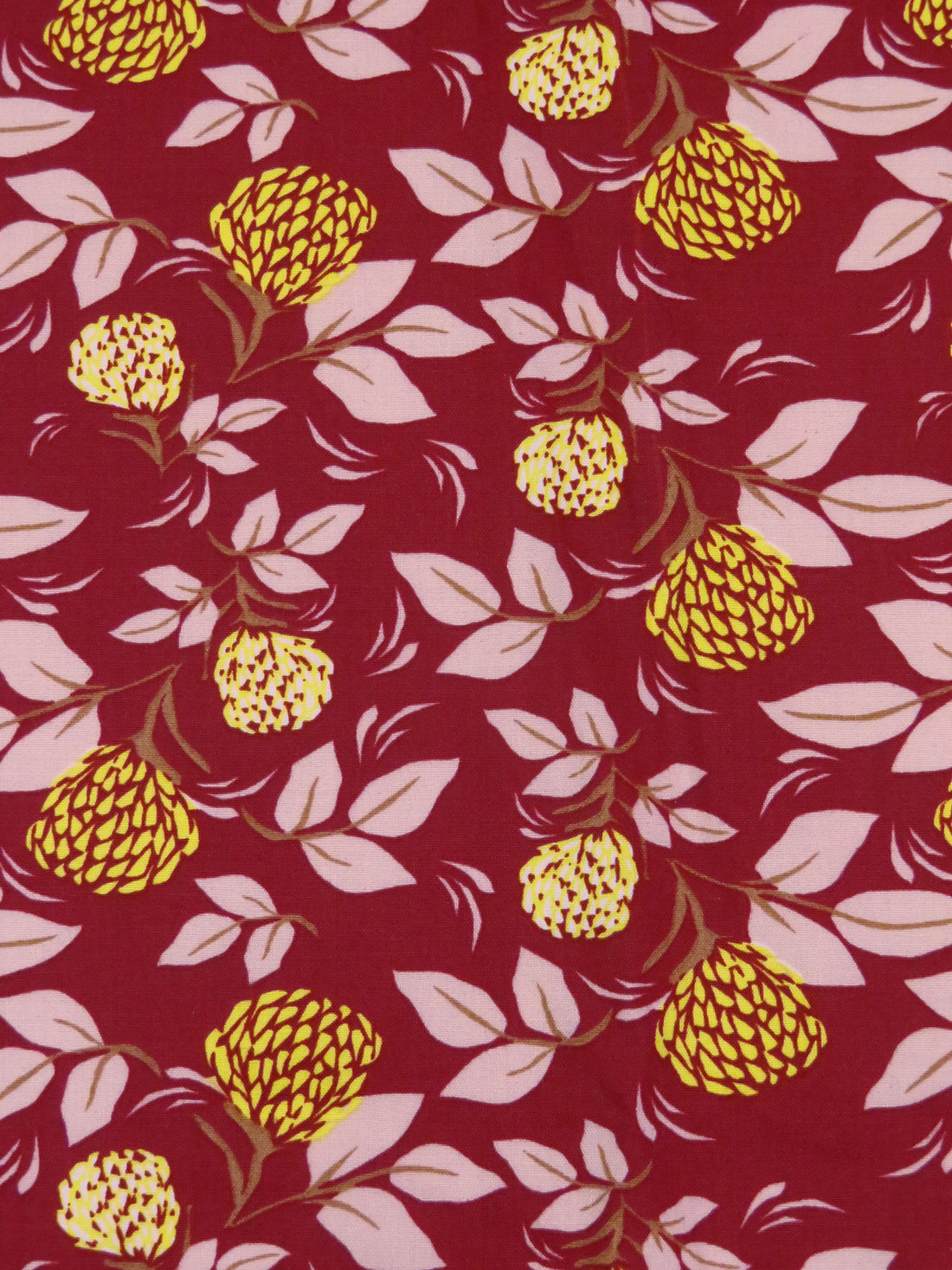 Vivid Auburn/Dandelion/Light Rose Beige 100% Cotton Floral Print Poplin Shirting 60W