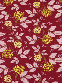 Vivid Auburn/Dandelion/Light Rose Beige 100% Cotton Floral Print Poplin Shirting 60W