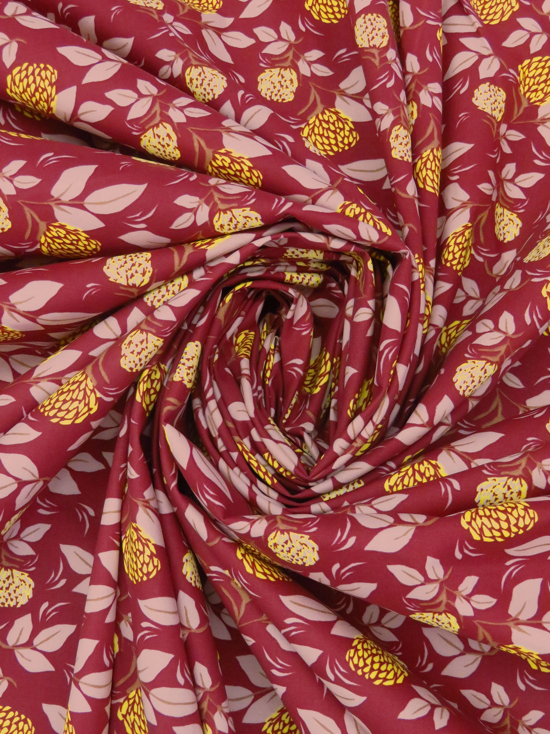 Vivid Auburn/Dandelion/Light Rose Beige 100% Cotton Floral Print Poplin Shirting 60W