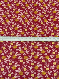 Vivid Auburn/Dandelion/Light Rose Beige 100% Cotton Floral Print Poplin Shirting 60W