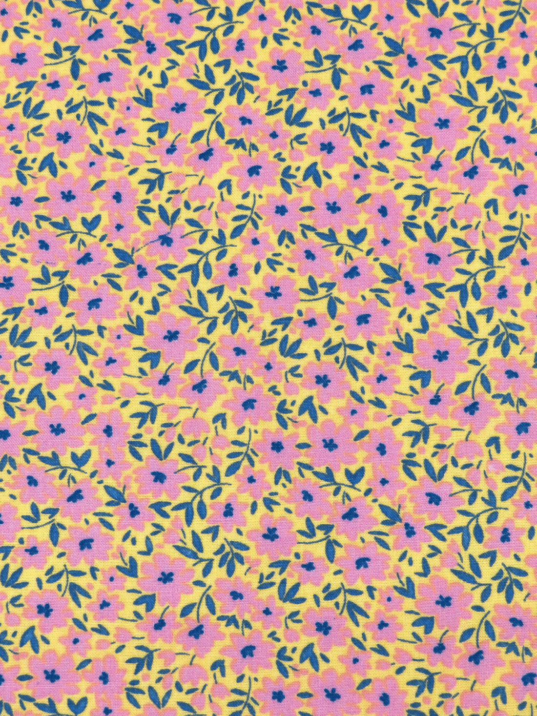 Citrus Yellow/Taffy Pink/Sapphire 100% Rayon Ditsy Floral Print Challis 54W