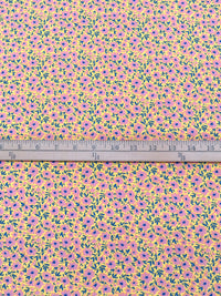 Citrus Yellow/Taffy Pink/Sapphire 100% Rayon Ditsy Floral Print Challis 54W